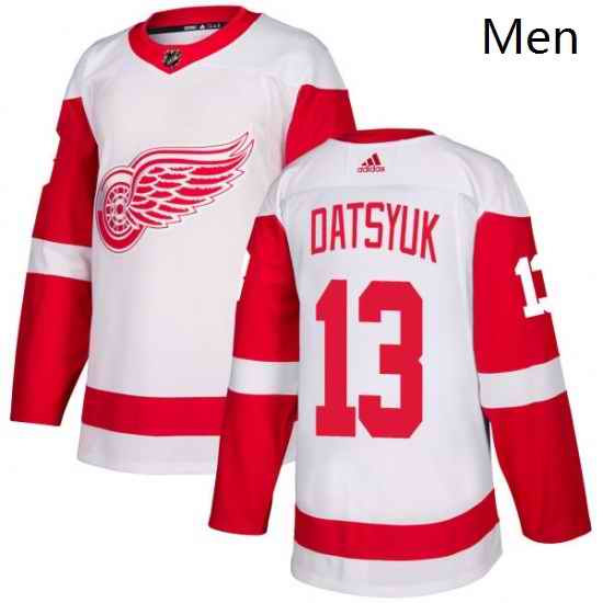 Mens Adidas Detroit Red Wings 13 Pavel Datsyuk Authentic White Away NHL Jersey